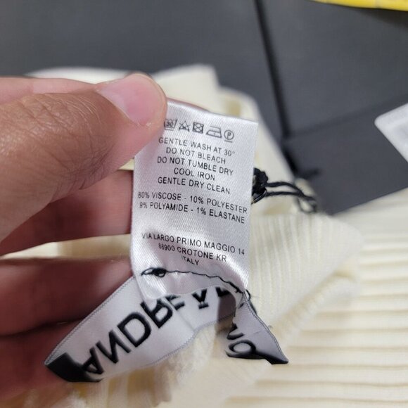 Andreadamo Ivory Ribbed Knit Flare Cutout Pants Womens XS NEW Made in Italy - Picture 10 of 10